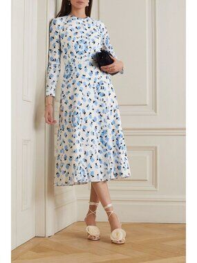 $1640 Emilia Wickstead Tazmin Women's Floral Print Cotton Midi Dress Size US 4